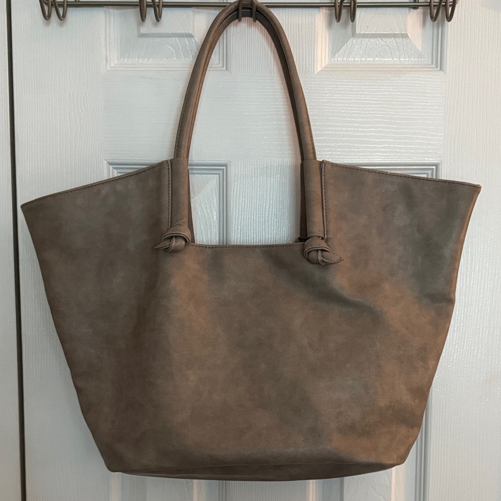 Anthropologie Classic Taupe Lined Tote Bag - Everyday Carry